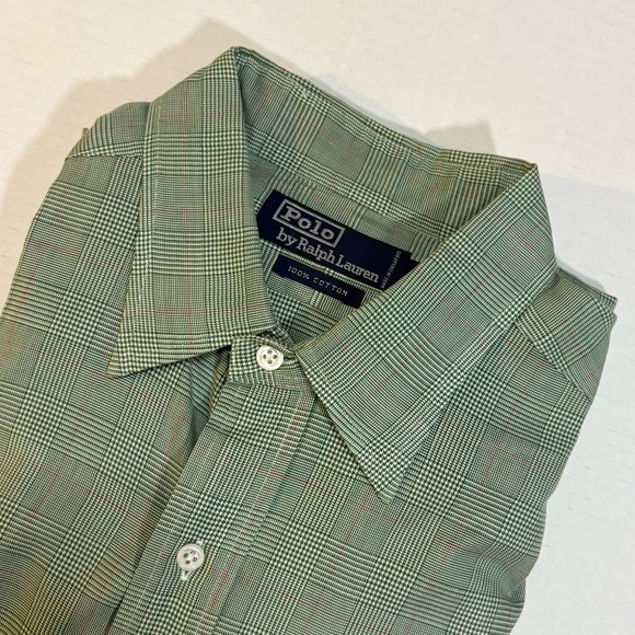 Polo Ralph Lauren Other - VINTAGE Polo Ralph Lauren Shirt Mens Size L Green Long Sleeve 100% Cotton Pocket
